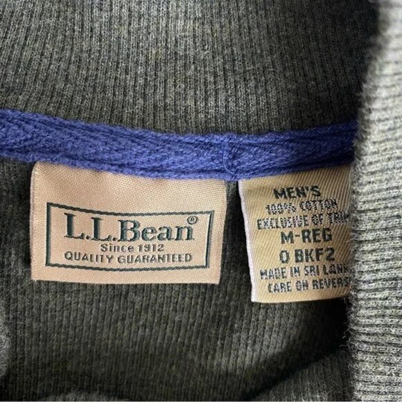 L.L. Bean Henley Sweater Shirt Green 100% Cotton - Picture 3 of 3